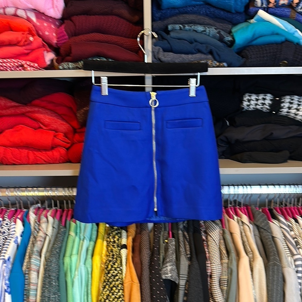 Express royal blue front zipper closure mini skirt size 2
